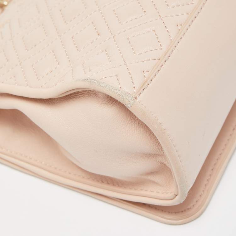 Pre Owned Tory Burch Light Pink Leather Medium Fleming Shoulder Bag