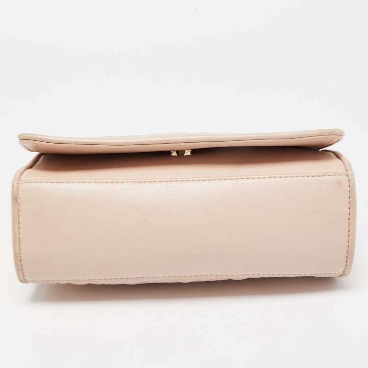 Pre Owned Tory Burch Light Pink Leather Medium Fleming Shoulder Bag