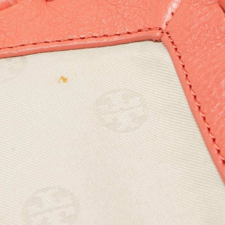 Pre Owned Tory Burch Peach Leather Marion Shoulder Bag