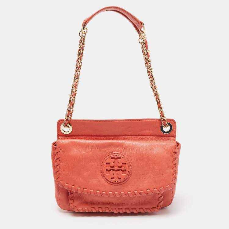 Tory Burch Beige Quilted Leather Marion Shoulder Bag