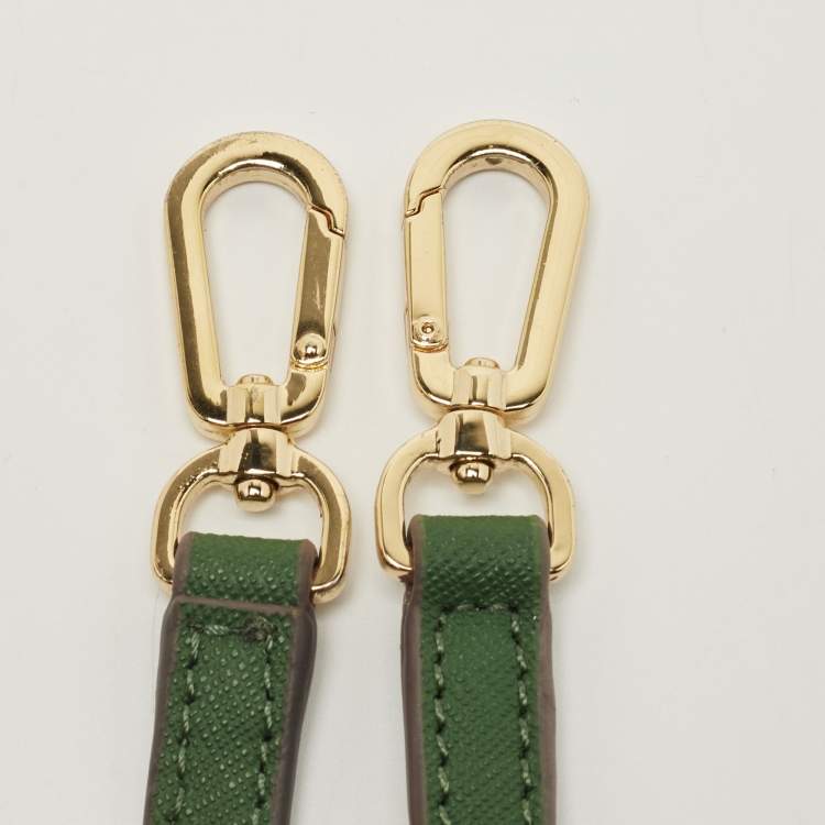 Pre Owned Tory Burch Green Leather Mini Stitched Robinson Satchel