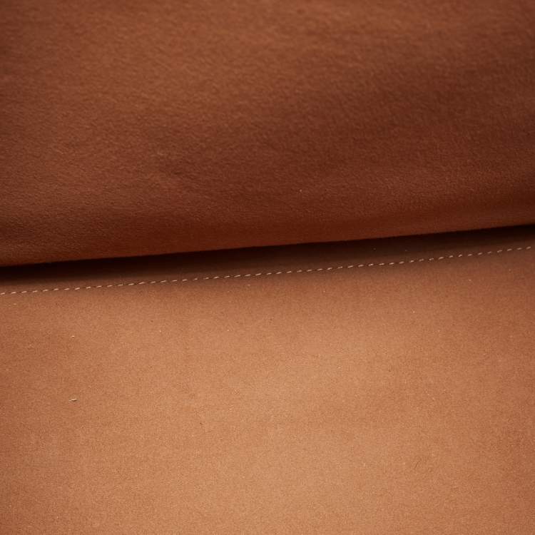 Pre Owned Tory Burch Black/Off White Monogram T Embossed Leather Contrast Tote