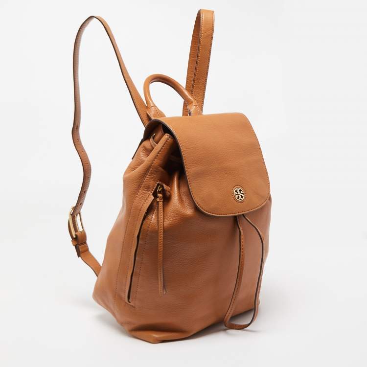 Pre Owned Tory Burch Brown Leather Brody Backpack