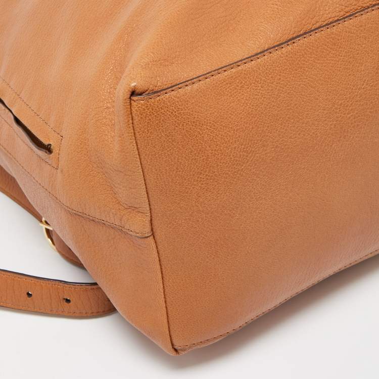 Pre Owned Tory Burch Brown Leather Brody Backpack