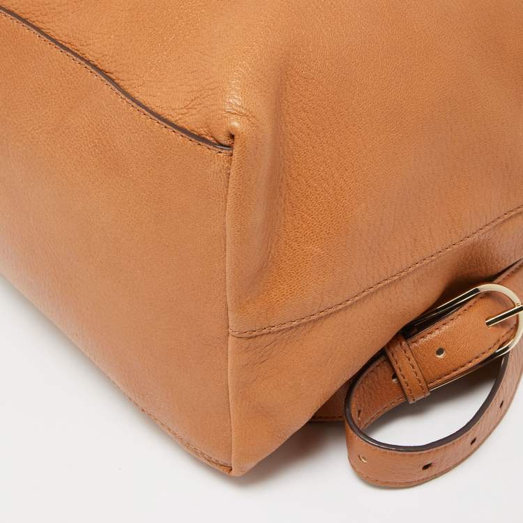 Pre Owned Tory Burch Brown Leather Brody Backpack