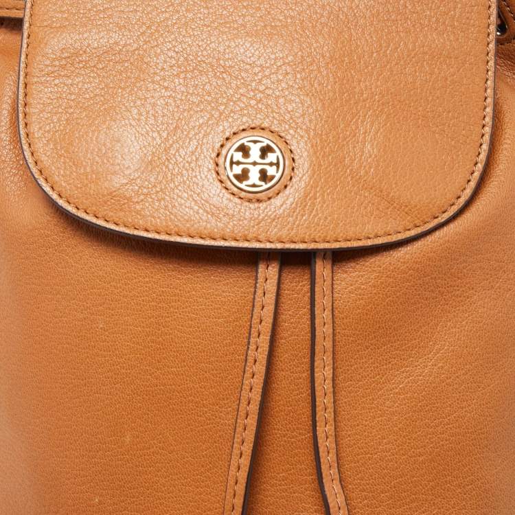 Pre Owned Tory Burch Brown Leather Brody Backpack
