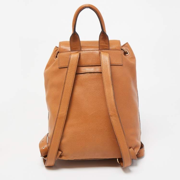 Pre Owned Tory Burch Brown Leather Brody Backpack