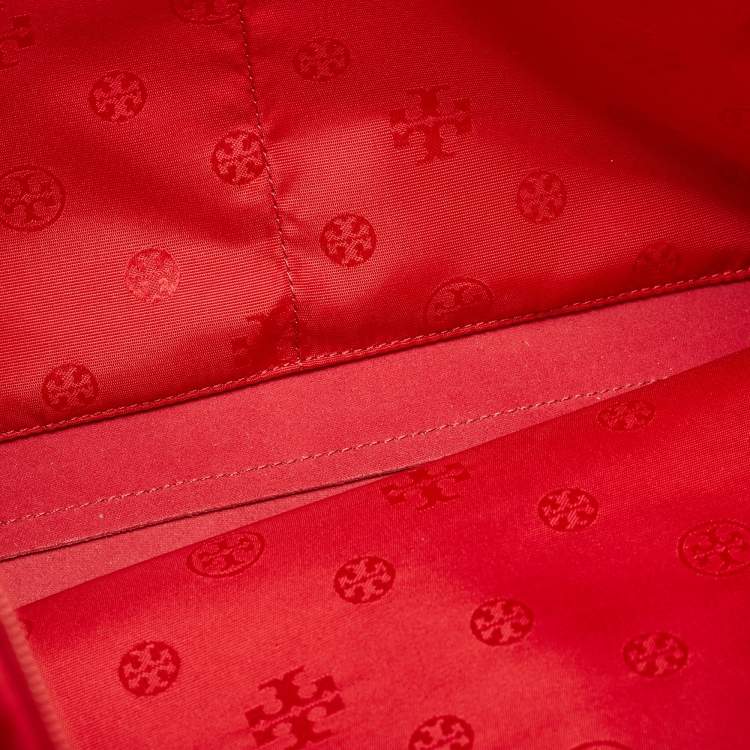 Pre Owned Tory Burch Red Leather Large York Buckle Shopper Tote