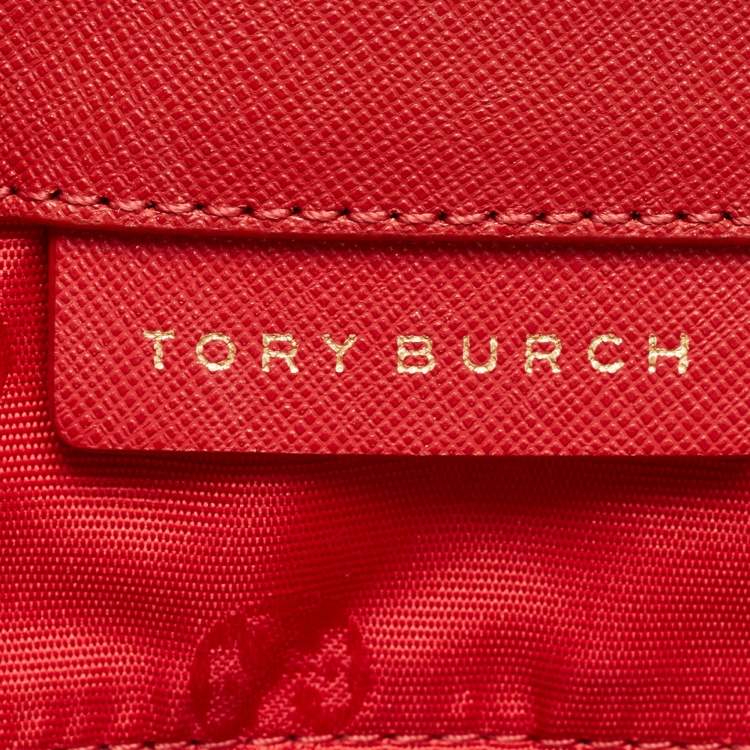 Pre Owned Tory Burch Red Leather Large York Buckle Shopper Tote