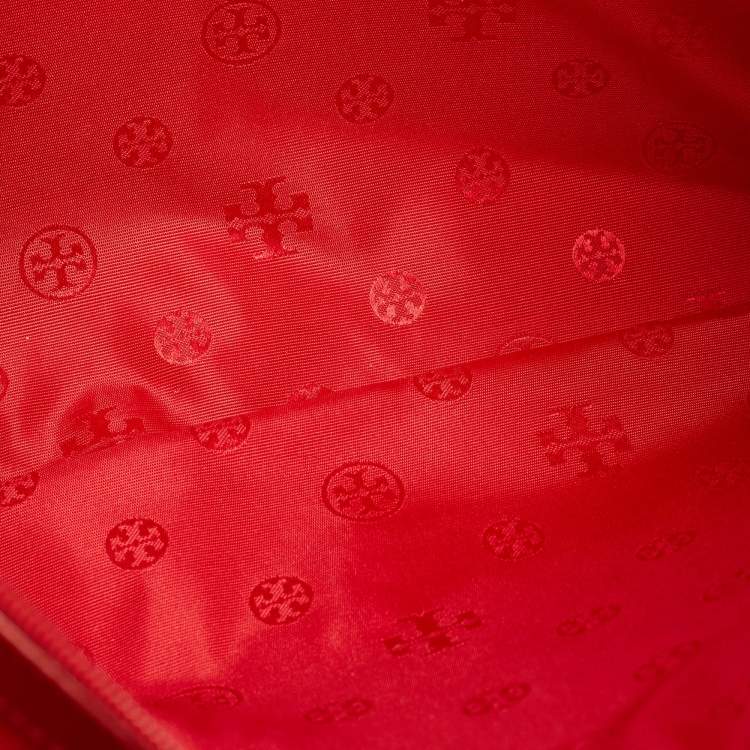 Pre Owned Tory Burch Red Leather Large York Buckle Shopper Tote