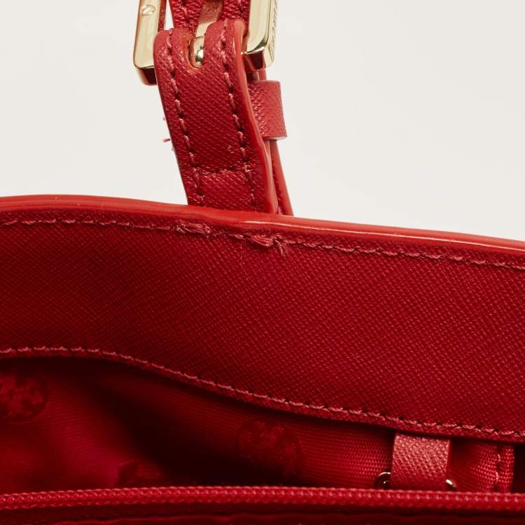 Pre Owned Tory Burch Red Leather Large York Buckle Shopper Tote