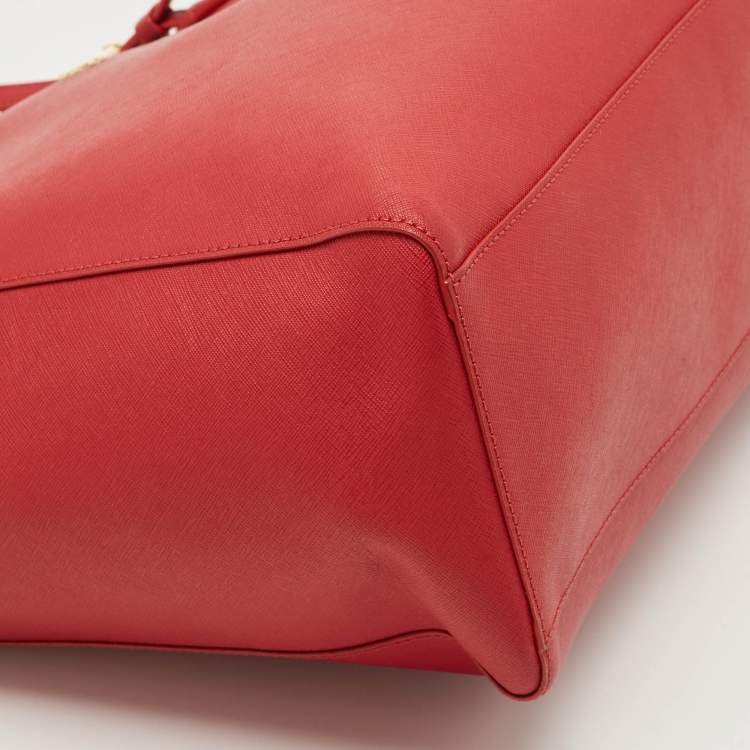 Pre Owned Tory Burch Red Leather Large York Buckle Shopper Tote