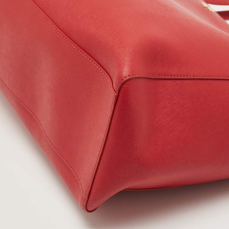 Pre Owned Tory Burch Red Leather Large York Buckle Shopper Tote