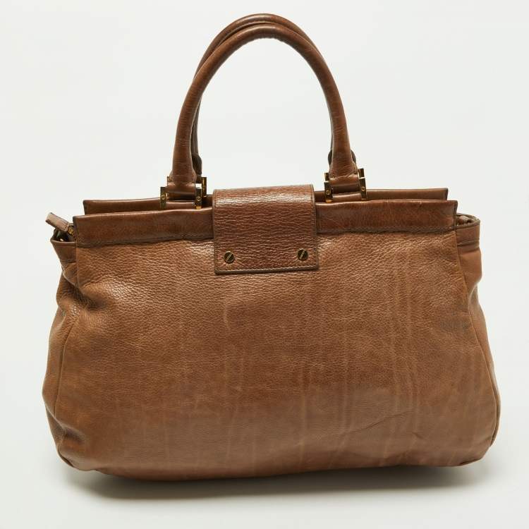 Pre Owned Tory Burch Brown Leather Satchel 