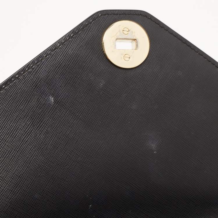 Pre Owned Tory Burch Black Leather Kira Envelope Flap Chain Bag