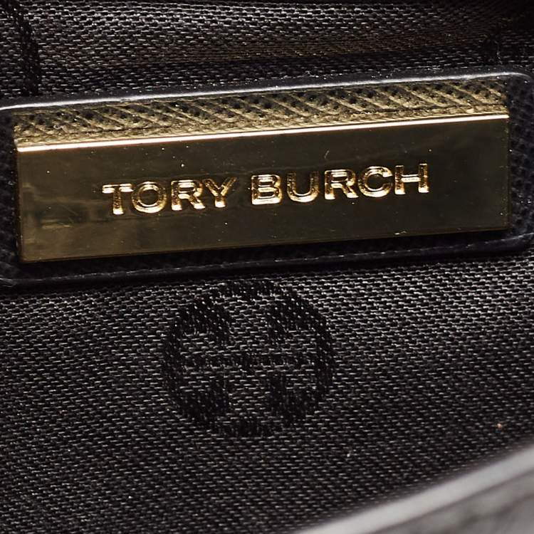 Pre Owned Tory Burch Black Leather Kira Envelope Flap Chain Bag