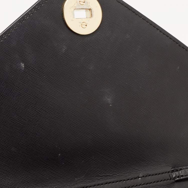 Pre Owned Tory Burch Black Leather Kira Envelope Flap Chain Bag