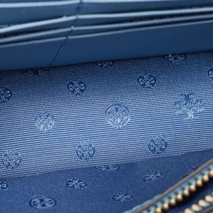 Pre Owned Tory Burch Light Blue Saffiano Leather Mini Emerson Top Handle Bag
