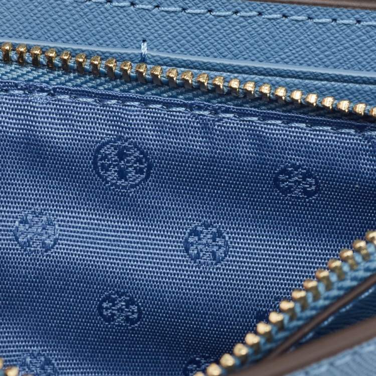 Pre Owned Tory Burch Light Blue Saffiano Leather Mini Emerson Top Handle Bag