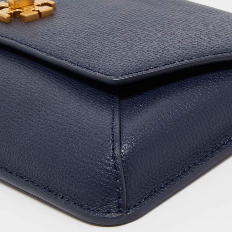 Pre Owned Tory Burch Blue Leather Kira Clutch