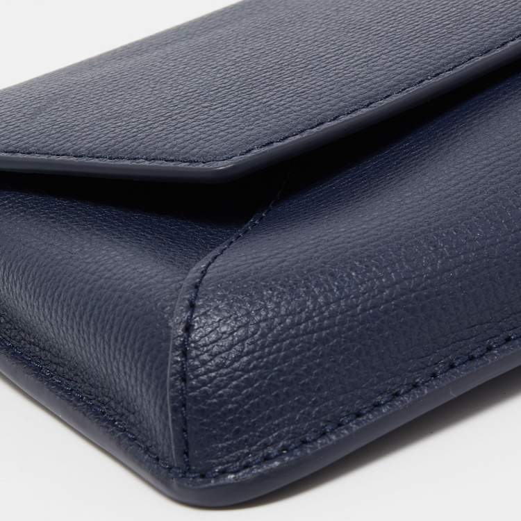 Pre Owned Tory Burch Blue Leather Kira Clutch