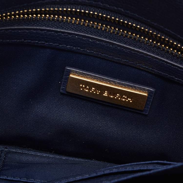 Pre Owned Tory Burch Blue Leather Kira Clutch
