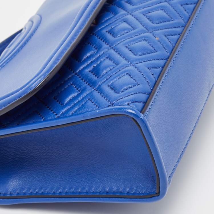 مملوكة مسبقًا Tory Burch Blue Leather Small Fleming Shoulder Bag