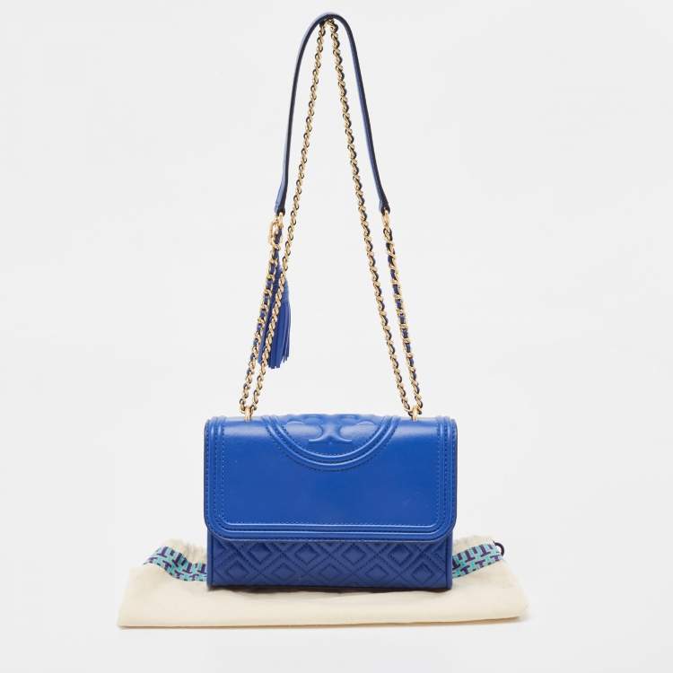 مملوكة مسبقًا Tory Burch Blue Leather Small Fleming Shoulder Bag