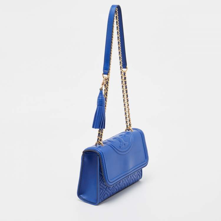 مملوكة مسبقًا Tory Burch Blue Leather Small Fleming Shoulder Bag