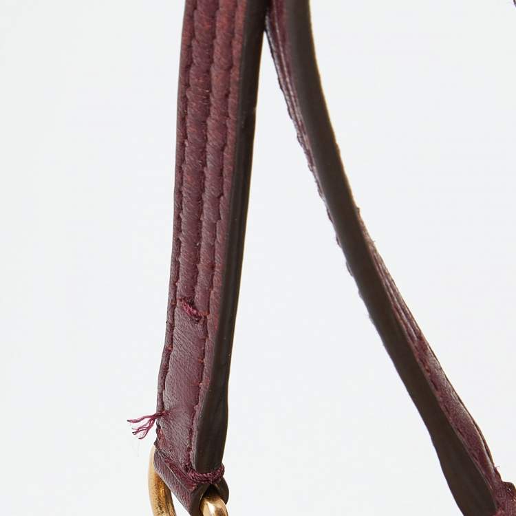 Pre Owned Tory Burch Burgundy Quilted Leather Fleming Satchel