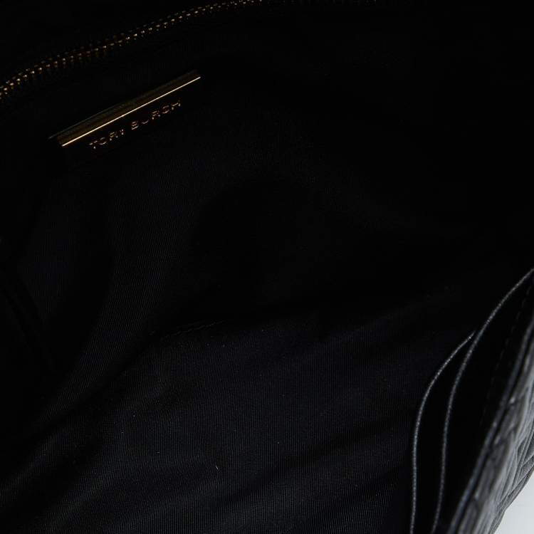 Pre Owned Tory Burch Black Leather Large Fleming Shoulder Bag