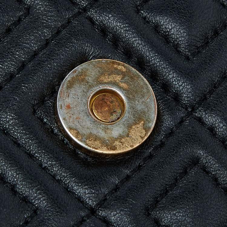 Pre Owned Tory Burch Black Leather Large Fleming Shoulder Bag