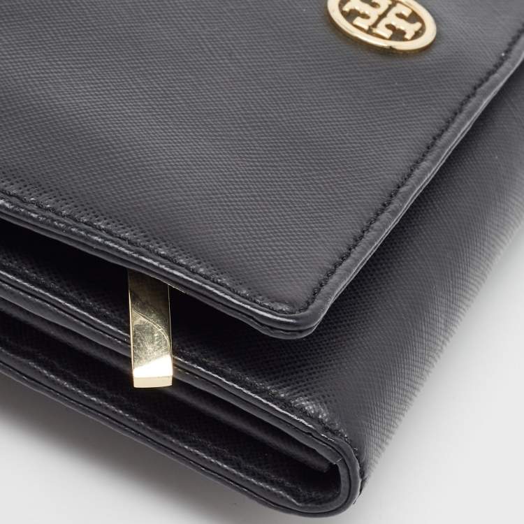 Pre Owned Tory Burch Black Leather Robinson Chain Clutch Bag