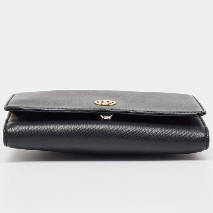Pre Owned Tory Burch Black Leather Robinson Chain Clutch Bag