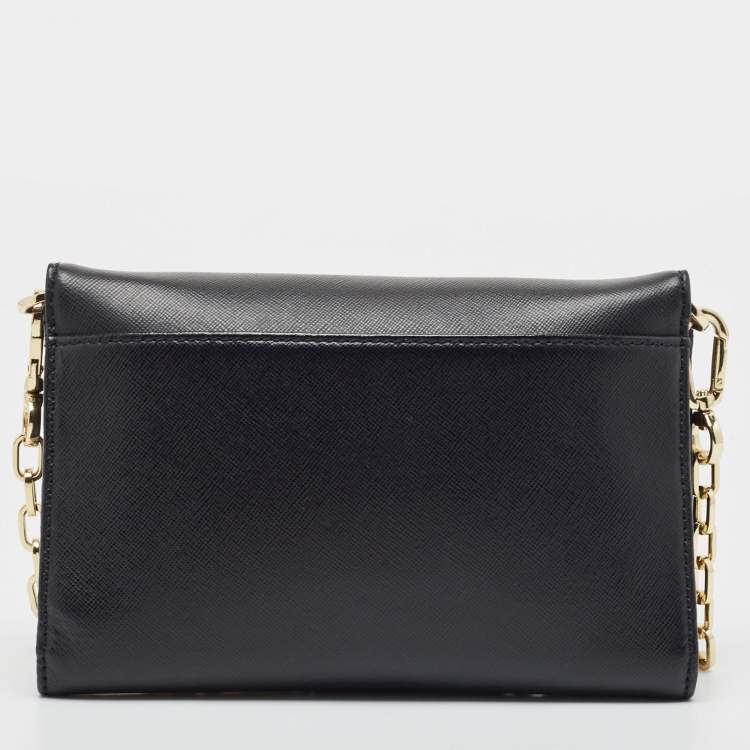 Pre Owned Tory Burch Black Leather Robinson Chain Clutch Bag