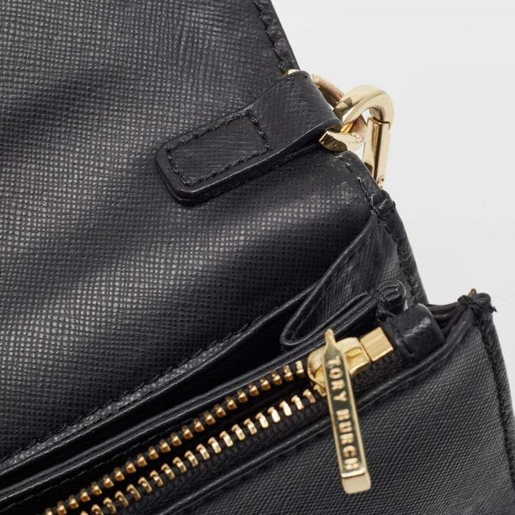 Pre Owned Tory Burch Black Leather Robinson Chain Clutch Bag