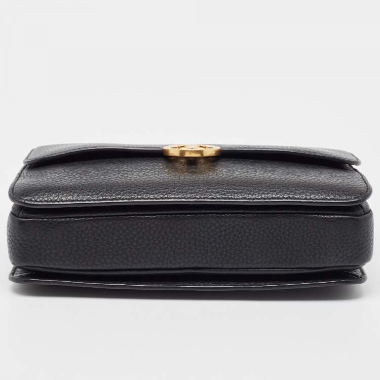 Pre Owned Tory Burch Black Grained Leather Chelsea Shoulder Bag