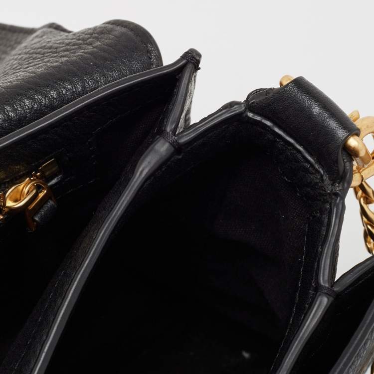 Pre Owned Tory Burch Black Grained Leather Chelsea Shoulder Bag