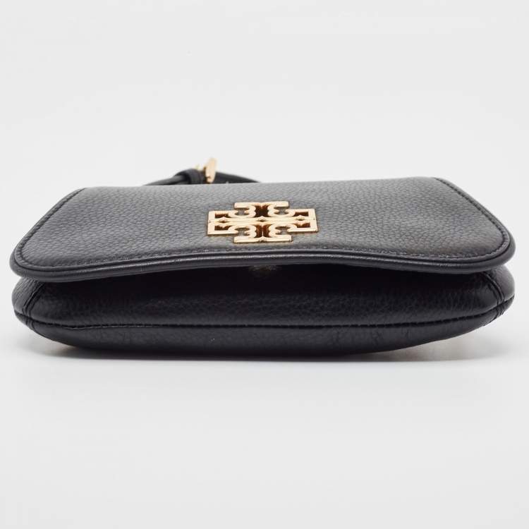 Pre Owned Tory Burch Black Leather Mini Britten Crossbody Bag