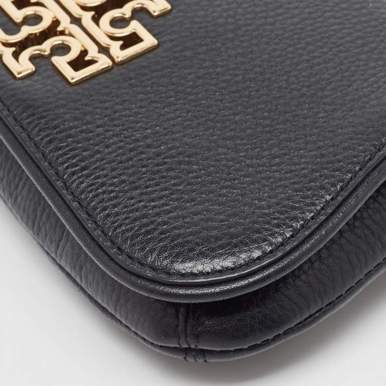 Pre Owned Tory Burch Black Leather Mini Britten Crossbody Bag