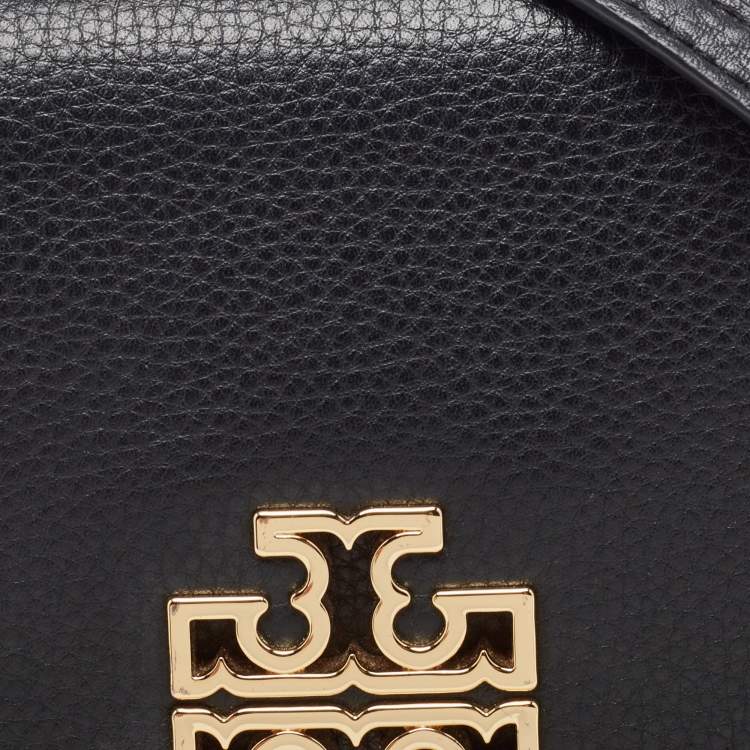 Pre Owned Tory Burch Black Leather Mini Britten Crossbody Bag