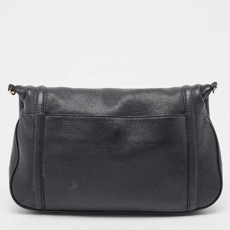 Pre Owned Tory Burch Black Leather Amanda Foldover Crossbody Bag