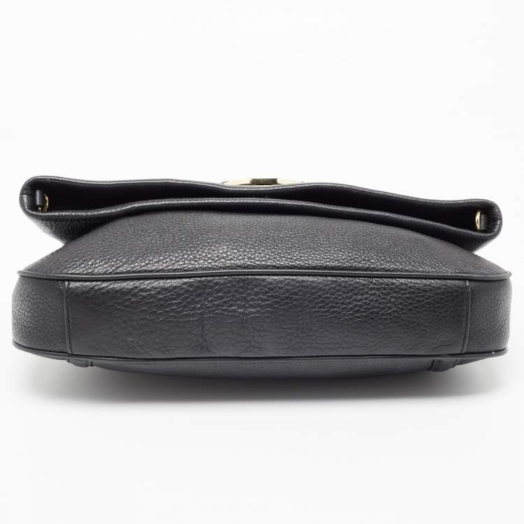 Pre Owned Tory Burch Black Leather Amanda Foldover Crossbody Bag