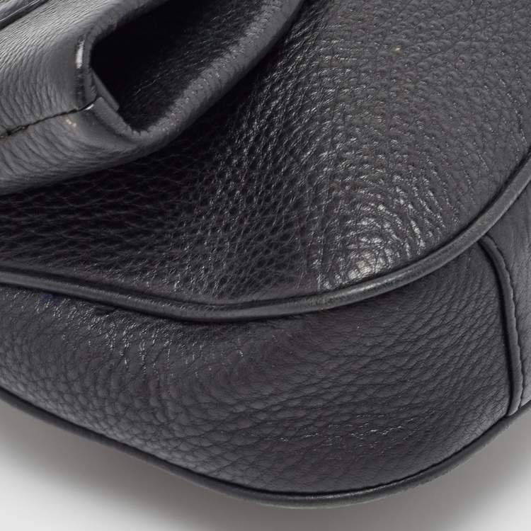 Pre Owned Tory Burch Black Leather Amanda Foldover Crossbody Bag