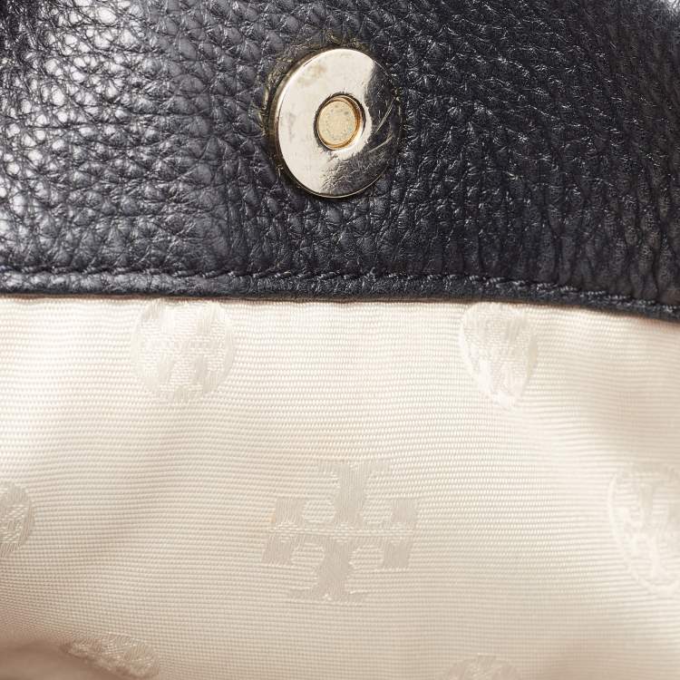 Pre Owned Tory Burch Black Leather Amanda Foldover Crossbody Bag