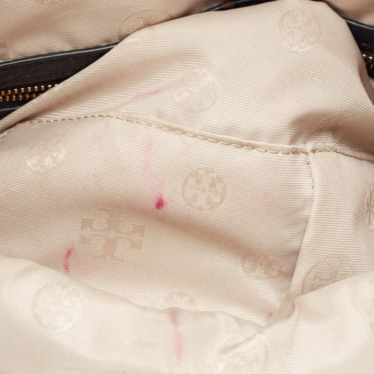 Pre Owned Tory Burch Black Leather Amanda Foldover Crossbody Bag