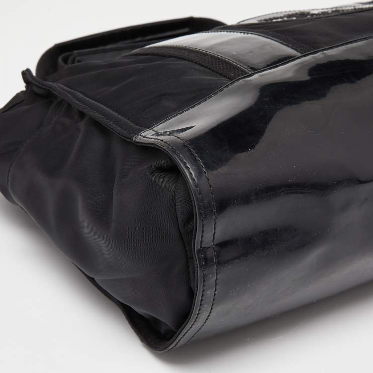 Pre Owned Tory Burch Black Nylon and Leather Ella Tote