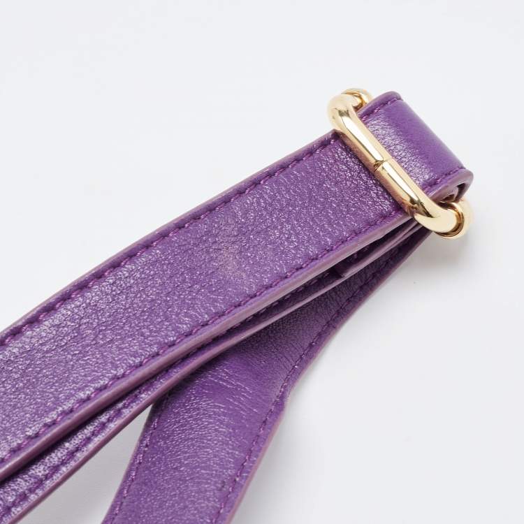 Pre Owned Tory Burch Purple Leather Verona Foldover Crossbody Bag