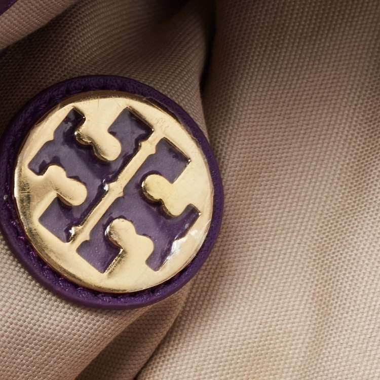Pre Owned Tory Burch Purple Leather Verona Foldover Crossbody Bag