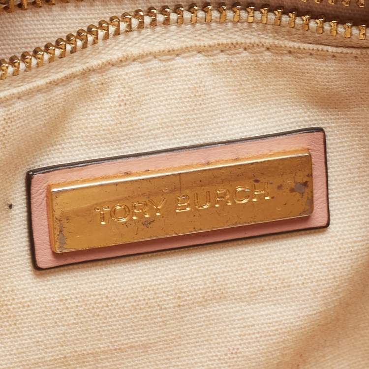 Pre Owned Tory Burch Pink Leather Kira Camera Crossbody Bag